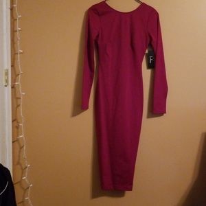 Lulu's open back magenta midi dress